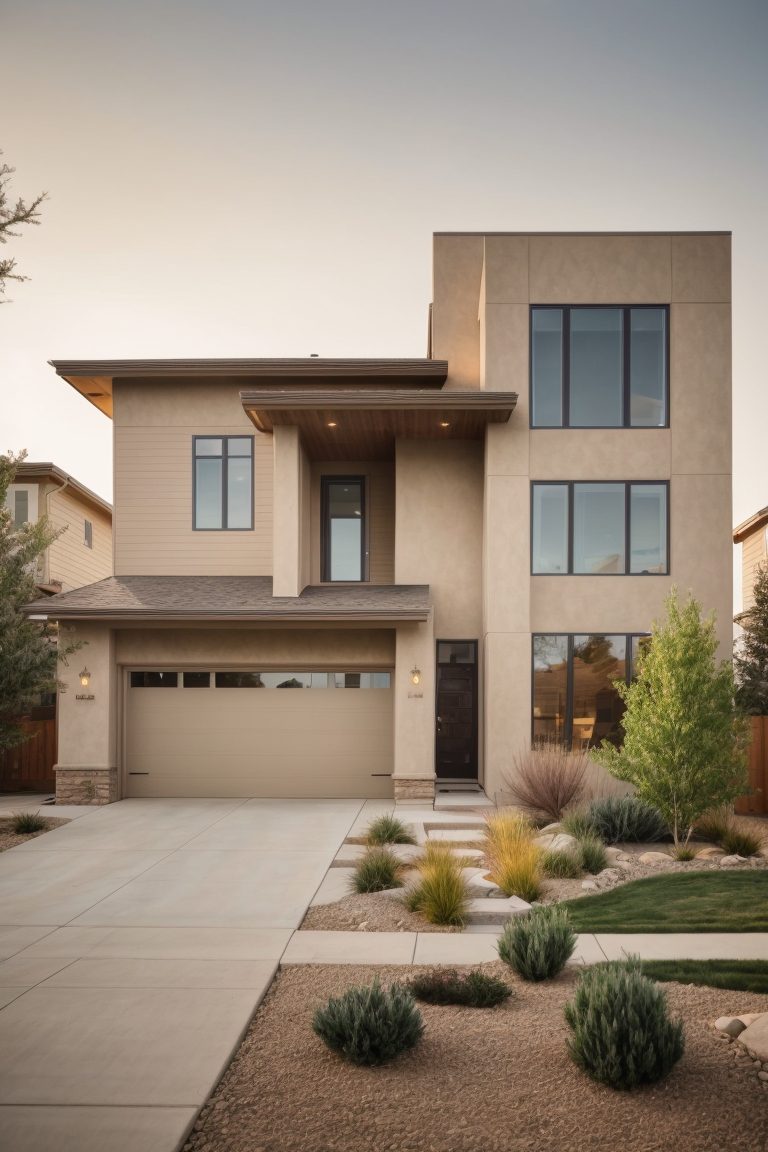 A refined duplex design in Longmont, with Lap Plank Siding.